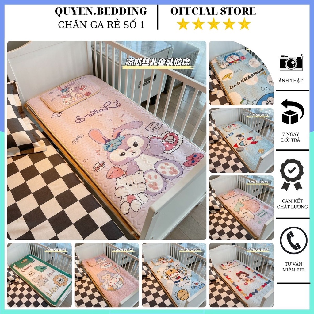 Chiếu Điều Hoà Cao Su Non Cho Bé Bộ Chiếu Điều tencel Hoà 5D Hoạ Tiết Đáng Yêu Mẫu Mới Nhất 2022 Kích Thước 60 x 120 cm