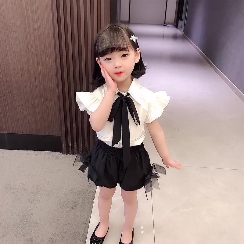 Set Áo Cánh Tiên + Quần Short Màu Trắng Thời Trang Cho Bé Gái