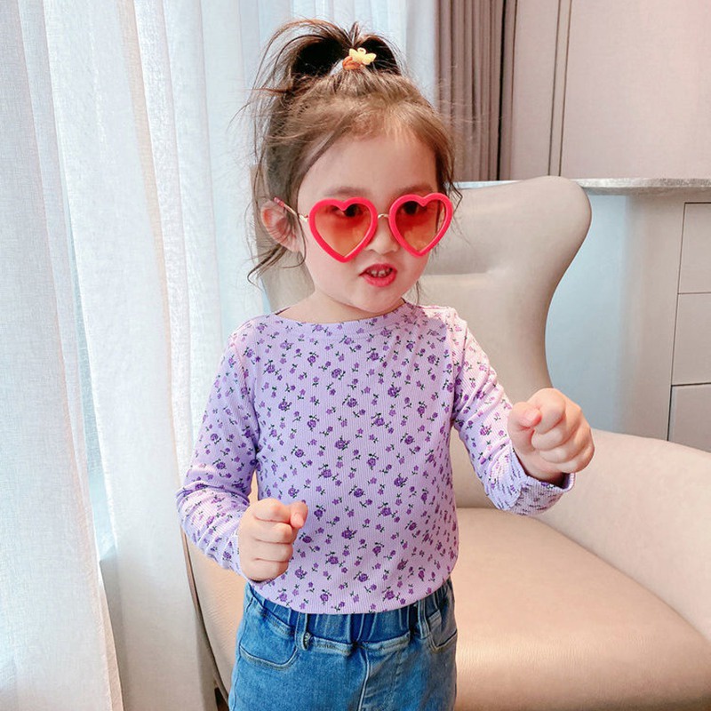 Áo thun tay dài cổ tròn chất liệu polyester thoải mái cho bé gái 4-6 tuổi tùy chọn họa tiết