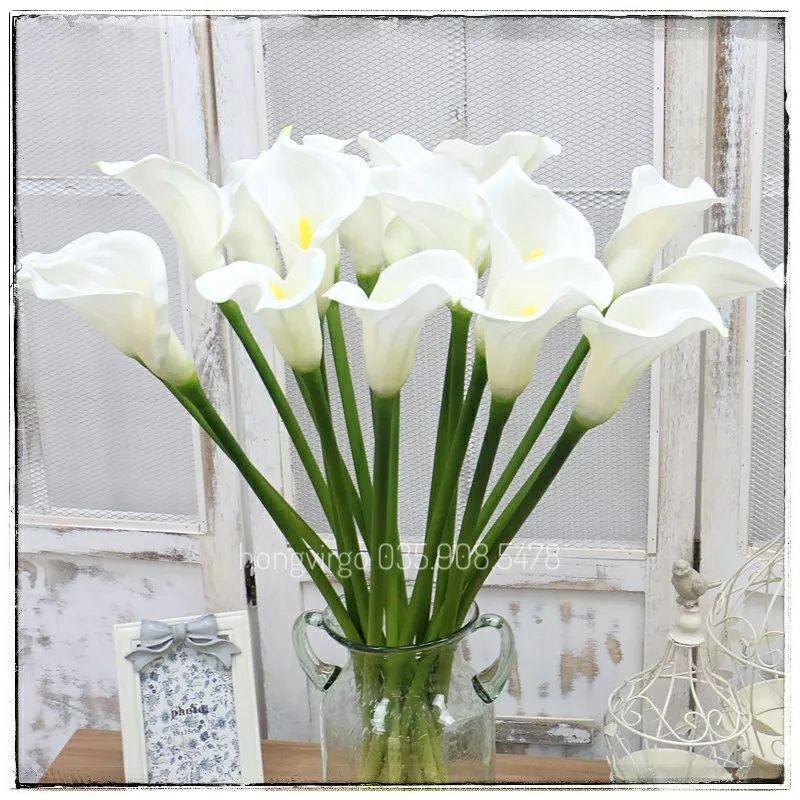 Hoa giả- hoa rum calla lily cao su cao cấp cành dài 70 cm siêu đẹp - Hoa Lụa Duy Minh