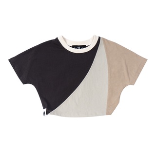Áo croptop phối ba màu thun cotton đa dụng / waves of love - the noir