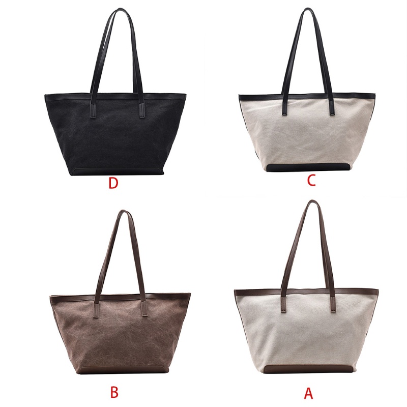 Túi vải Cỡ Lớn Màu Trơn Phong Cách Vintage Cho Nữ