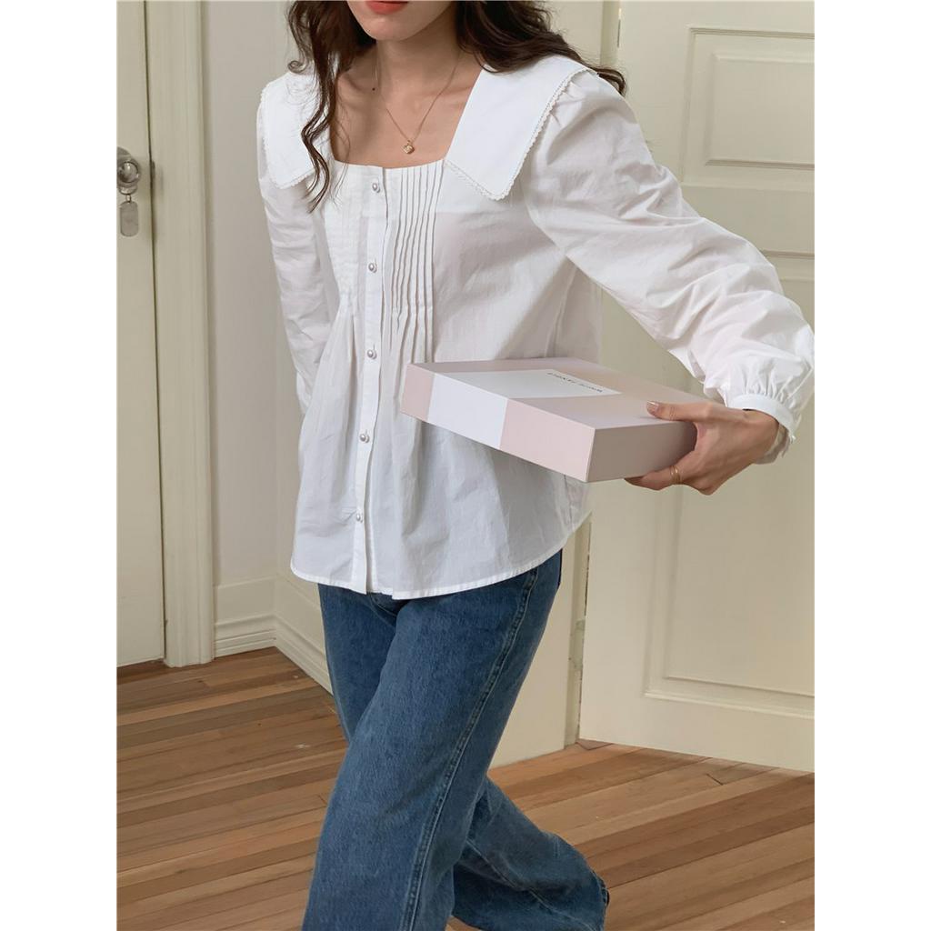 Áo Sơ Mi Cổ MảNh Tay DàI PhốI Ren Phong CáCh Pháp 56644