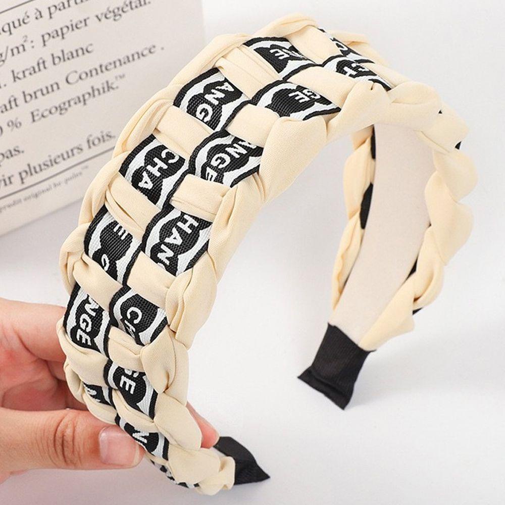 Kẹp Tóc Vải Bản Rộng In Chữ Tiếng Anh Kiểu Vintage Thời Trang Cho Nữ