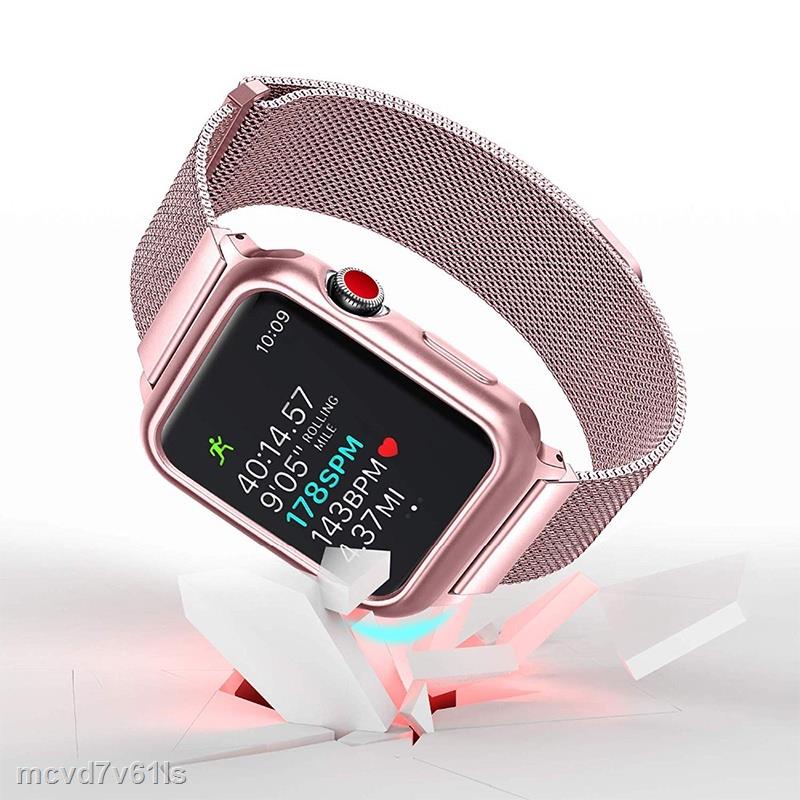 HOT Bộ Dây Đeo Đồng Hồ Bằng Thép Không Gỉ Thay Thế Cho Apple Watch A Set Se 6 5 4 3 2 1 40mm 44mm 42mm 38mm Ốp
