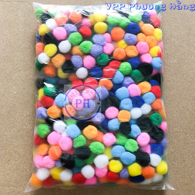 Pompom - 50 hạt pom pom nhiều kích cỡ