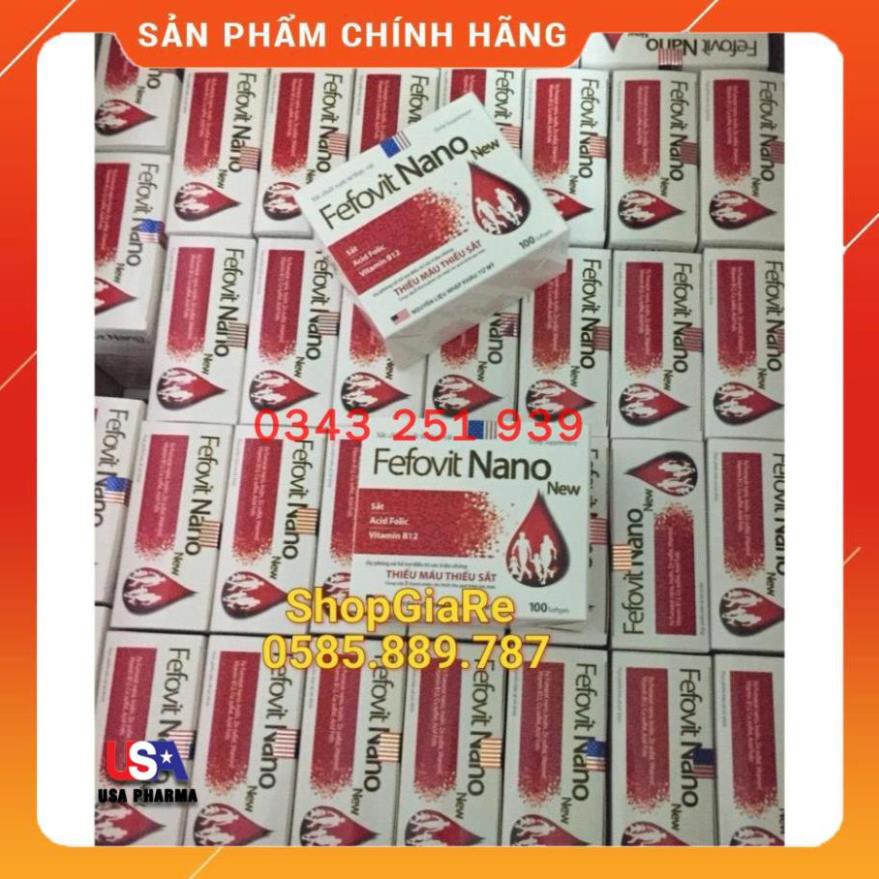 Fefovit Nano USA bổ máu, bổ sung Sắt hữu cơ, Acid Folic - 100 viên