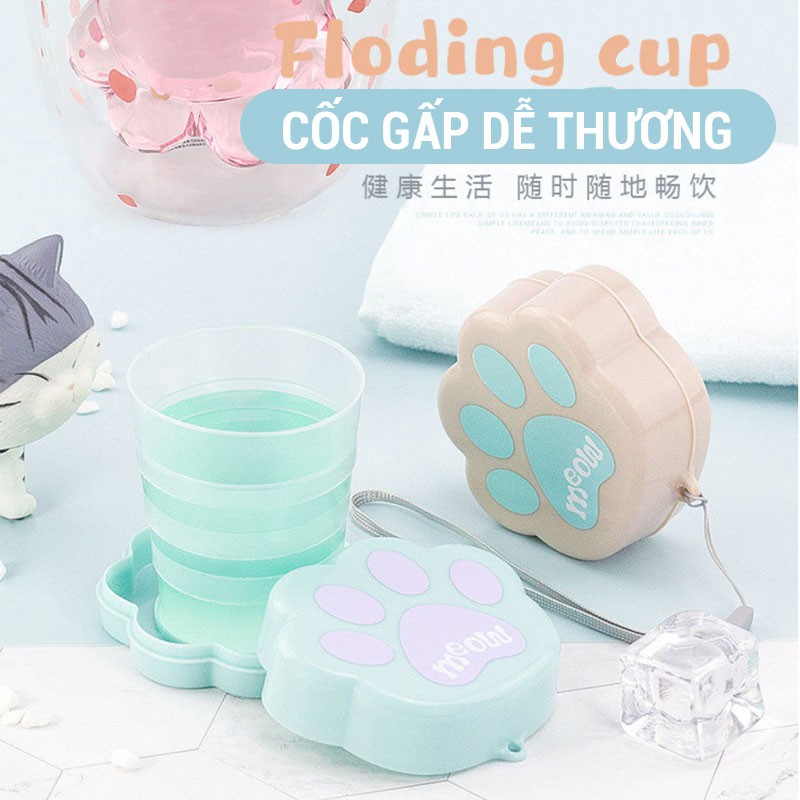 Cốc Nước Gấp Gọn Ly Cốc Di Động Mang Đi Du Lịch Hình Mèo Đáng Yêu