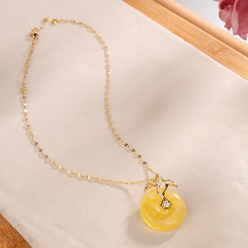 Dây Chuyền Mặt Đá Nhân Tạo Màu Vàng Titan Ko Han Rỉ TT 3648