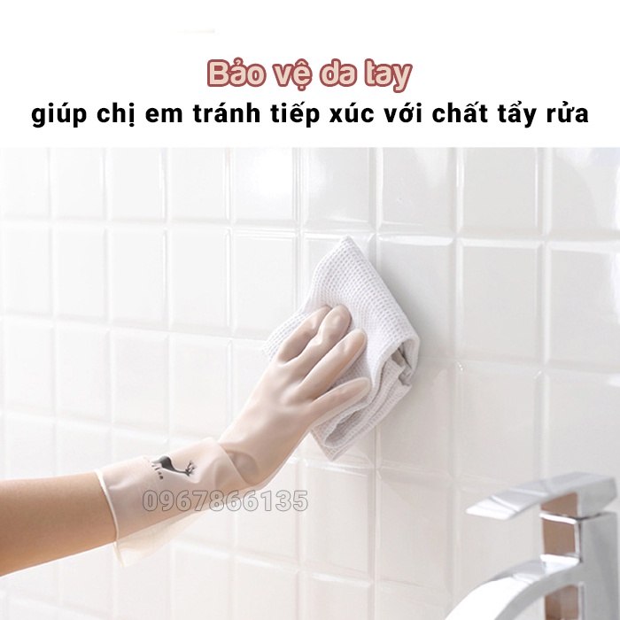 Găng tay cao su rửa bát, vệ sinh nhà cửa bảo vệ da tay đa năng