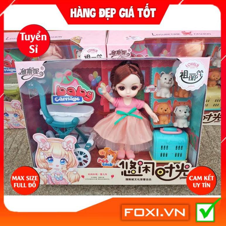 Búp Bê công chúa 3D chibi-Dreamy Foxi giao ngẫu nhiên kèm phụ kiện váy dạ hội-thú cưng-xe đẩy-Đồ chơi bé gái