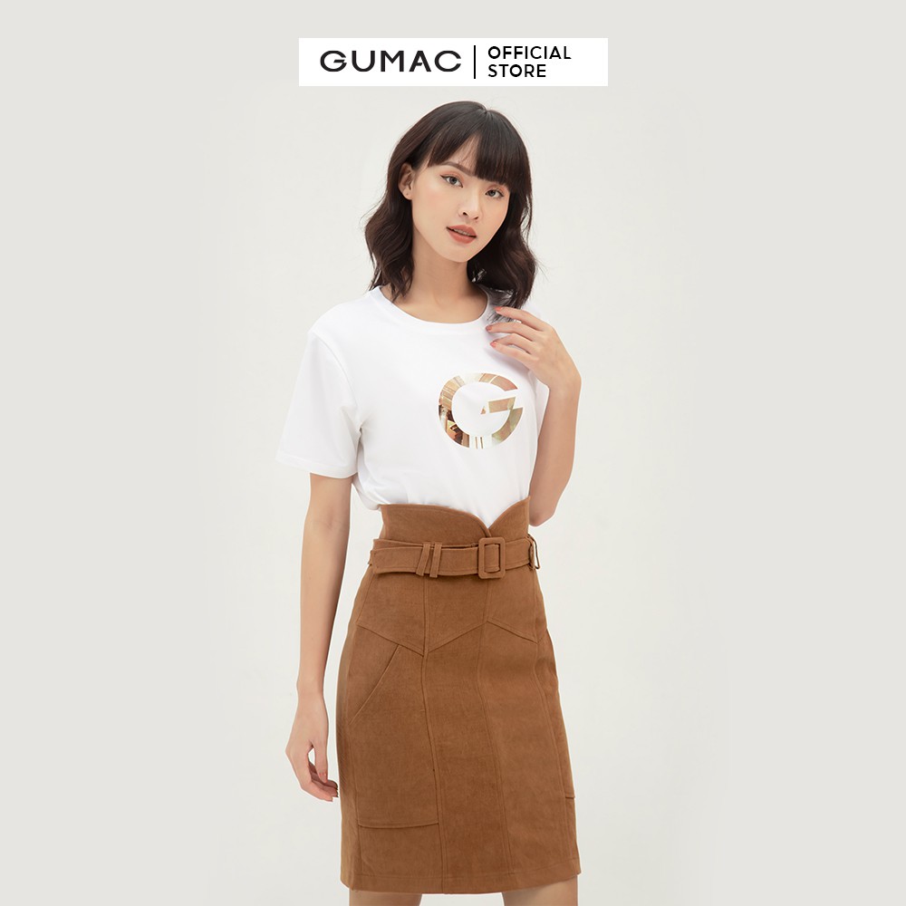 Chân váy suông nữ phối đai lưng GUMAC dáng chữ A basic nhiều màu VB390 | BigBuy360 - bigbuy360.vn