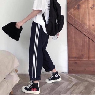 Quần suông ống rộng 3 line da cá unisex ( Ảnh Thật )