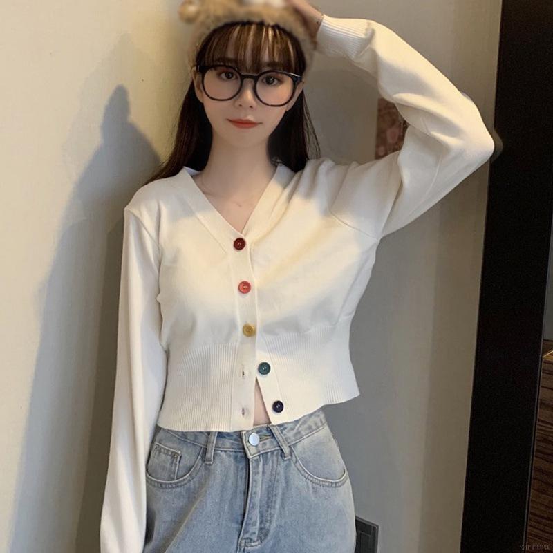 Áo Khoác Cardigan Dệt Kim Màu Trơn Phối Nút Xinh Xắn Cho Nữ | BigBuy360 - bigbuy360.vn
