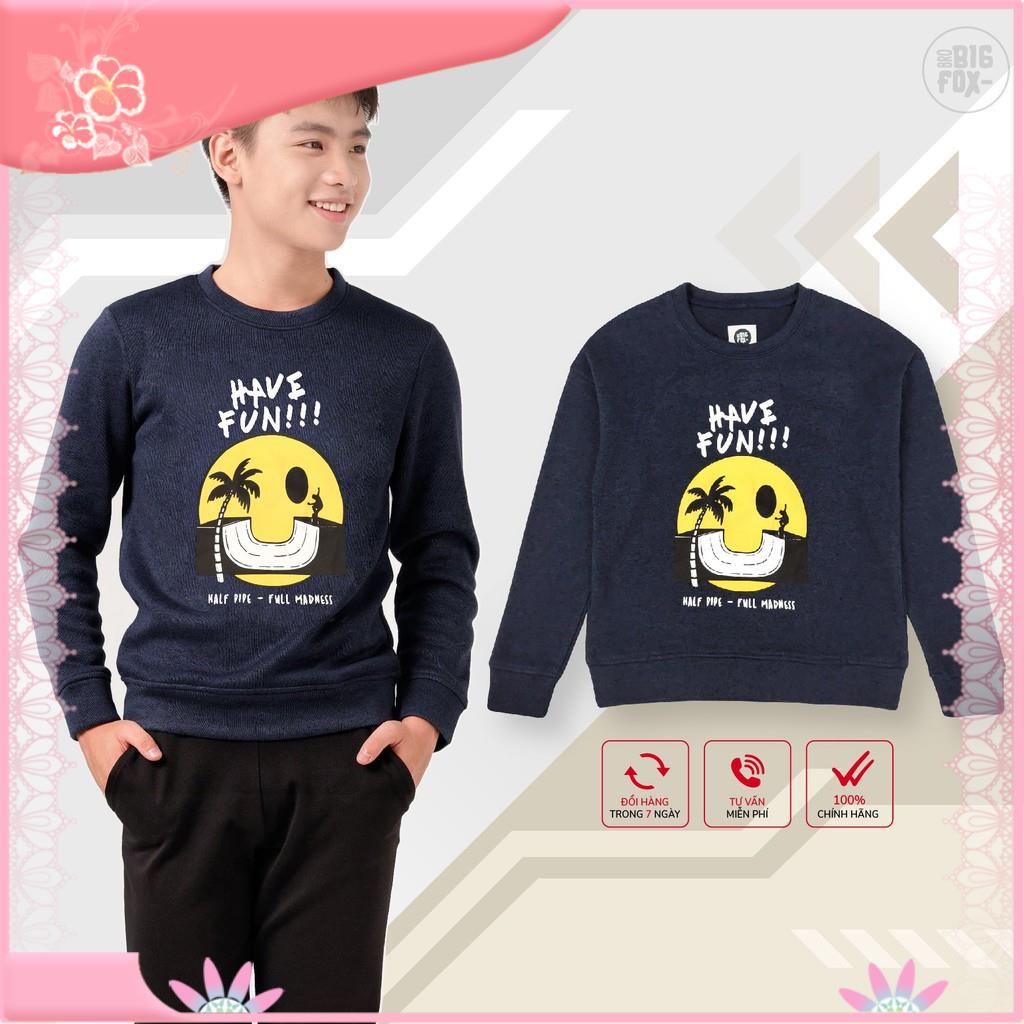 Áo Nỉ Len Dài Tay Cho Bé Trai Bigfox Size Đại. Áo Đông Trẻ Em Teen Boy In Mặt C