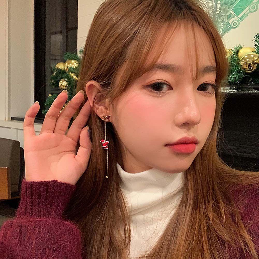 Khuyên Tai Xỏ Hạt Hình Học / Ông Già Noel / Bông Tuyết Bằng Hợp Kim Phong Cách Hàn Quốc