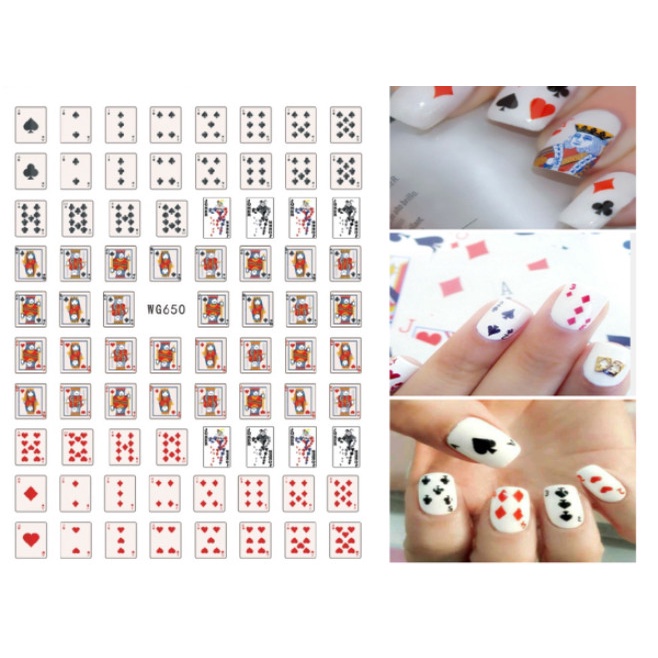 sticker lá bài trang trí nail