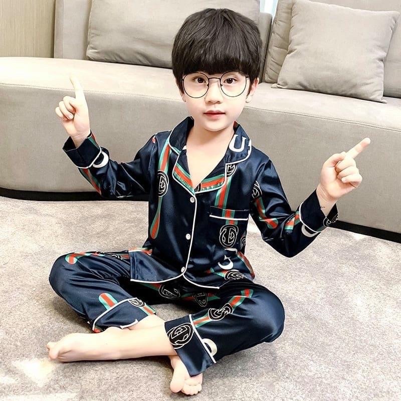 Bộ pijama bé trai 🌸HÀNG CAO CẤP🌸 Bộ ngủ bé trai dài tay quần dài chất liệu satin mềm mịn