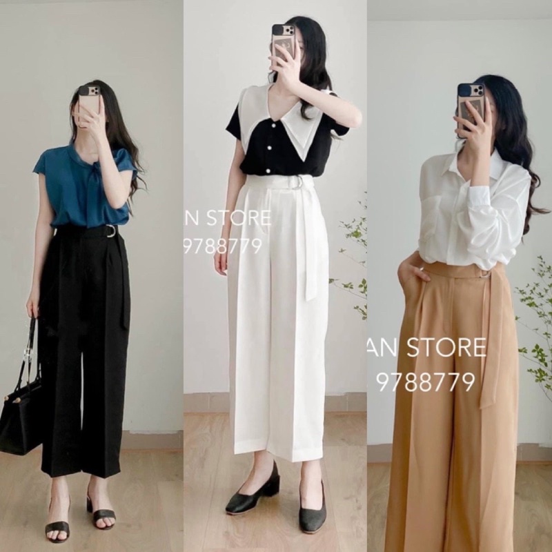 QUẦN SUÔNG ỐNG ĐỨNG 3 MÀU ĐEN BE TRẮNG CHO NỮ