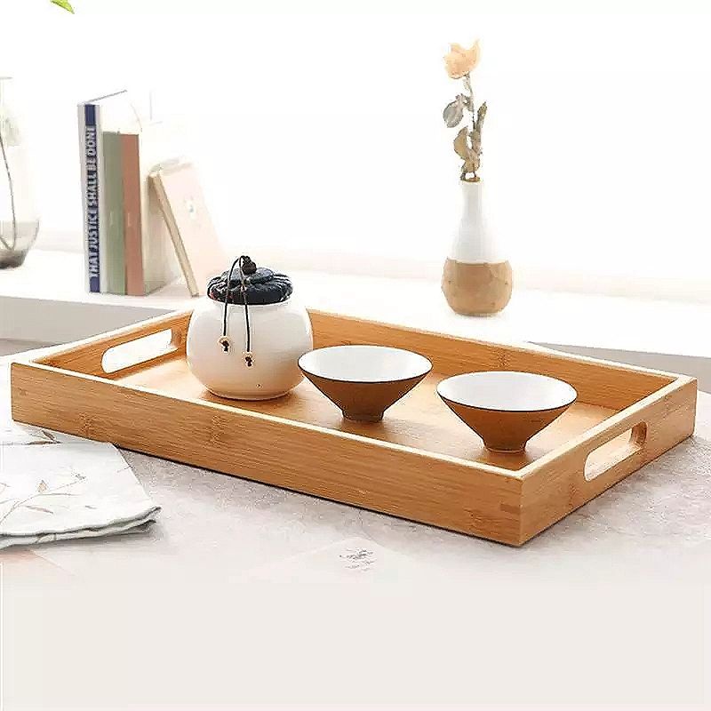 Khay Gỗ Tre Để Bộ Trà Hình Chữ Nhật 38 x 25 x 3cm