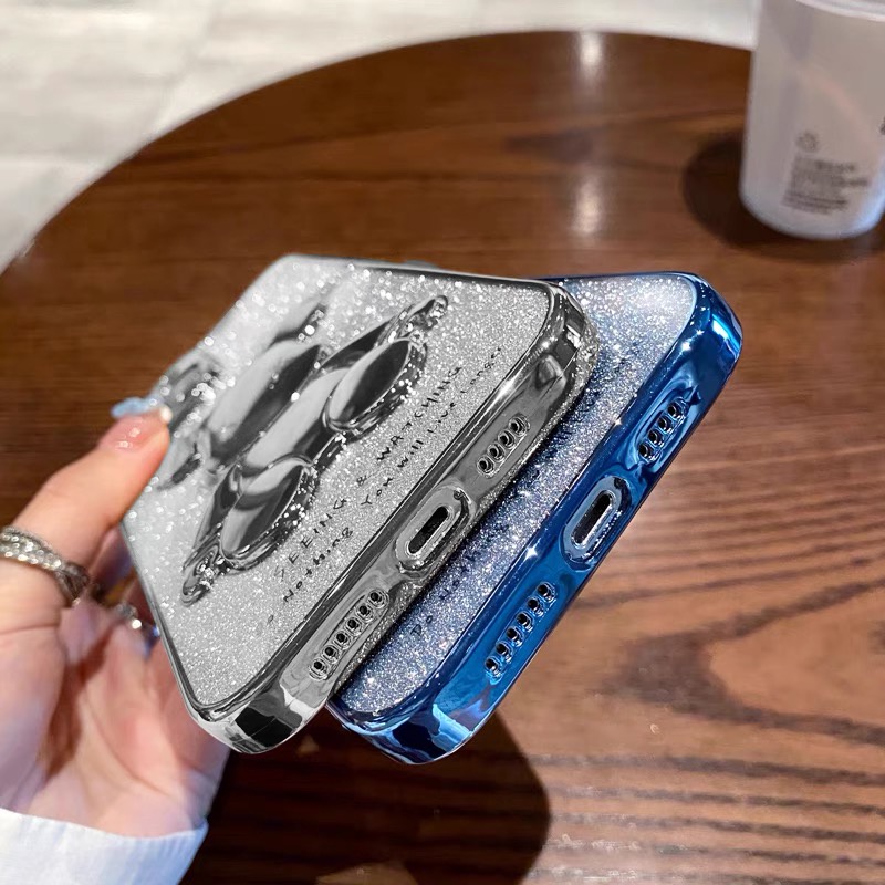 Sang Trọng Ốp Điện Thoại iPhone 14 plus 13 12 11 14 Pro max case ốp lưng điện thoại iphone 14 promax Mềm Bảo Vệ Toàn Diện Chống Sốc In Họa Tiết Gấu Lấp Lánh Dành Cho ip 11 12 13 14 pro max premium