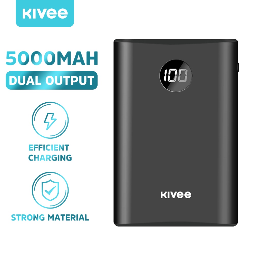 Sạc Dự Phòng KIVEE PT05P 5000mAh Di Động Mini Với Màn Hình LED Thông Minh + 4 Cổng