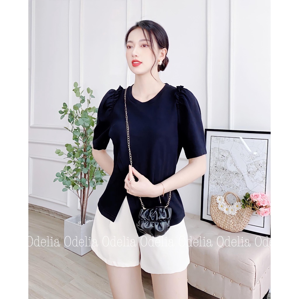 Áo thun cotton tay bồng kèm túi tiểu thư- A6075