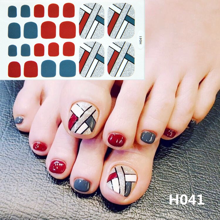 Set nail sticker 22 miếng dán móng chân trang trí 3D H041 - H060 xinh xắn chống thấm nước