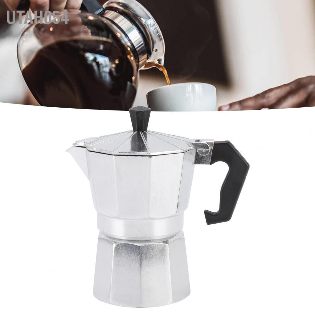 Utah054 Moka Pot 150ml nhôm bát giác gia dụng Sưởi ấm phong cách mộc mạc Bạc cắm trại pha cà phê cho văn phòng