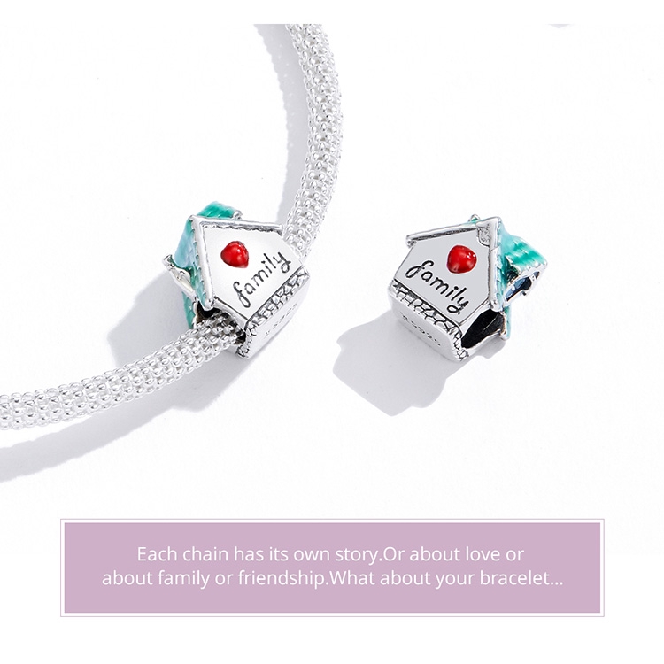 Mặt Trang Trí Bamoer SCC1518 Bằng Bạc 925 Hình Ngôi Nhà Dùng Làm Đồ Trang Sức Thủ Công