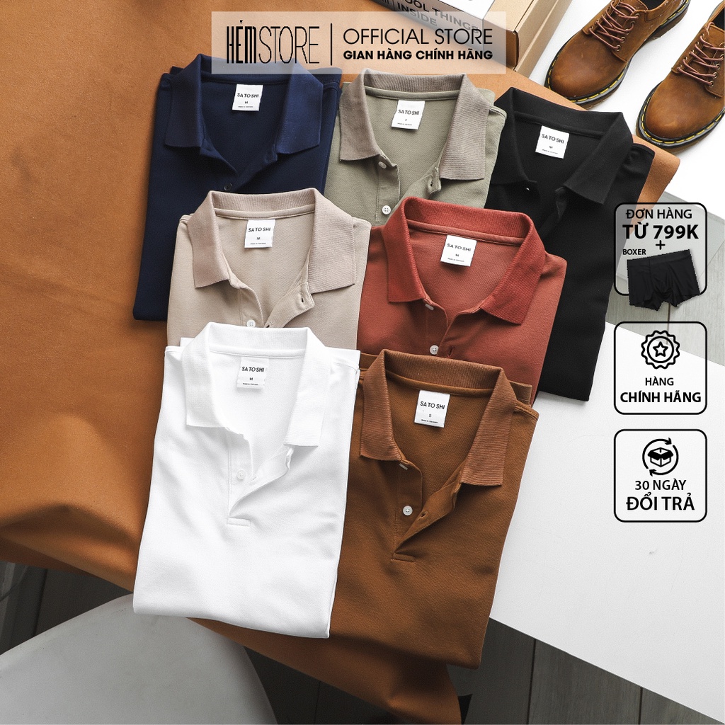 [Mã LTP50 giảm 50000 đơn 150000] Áo polo nam SATOSHI SAPL55 7màu basic chất Diamond pique | Hẻm Store | BigBuy360 - bigbuy360.vn