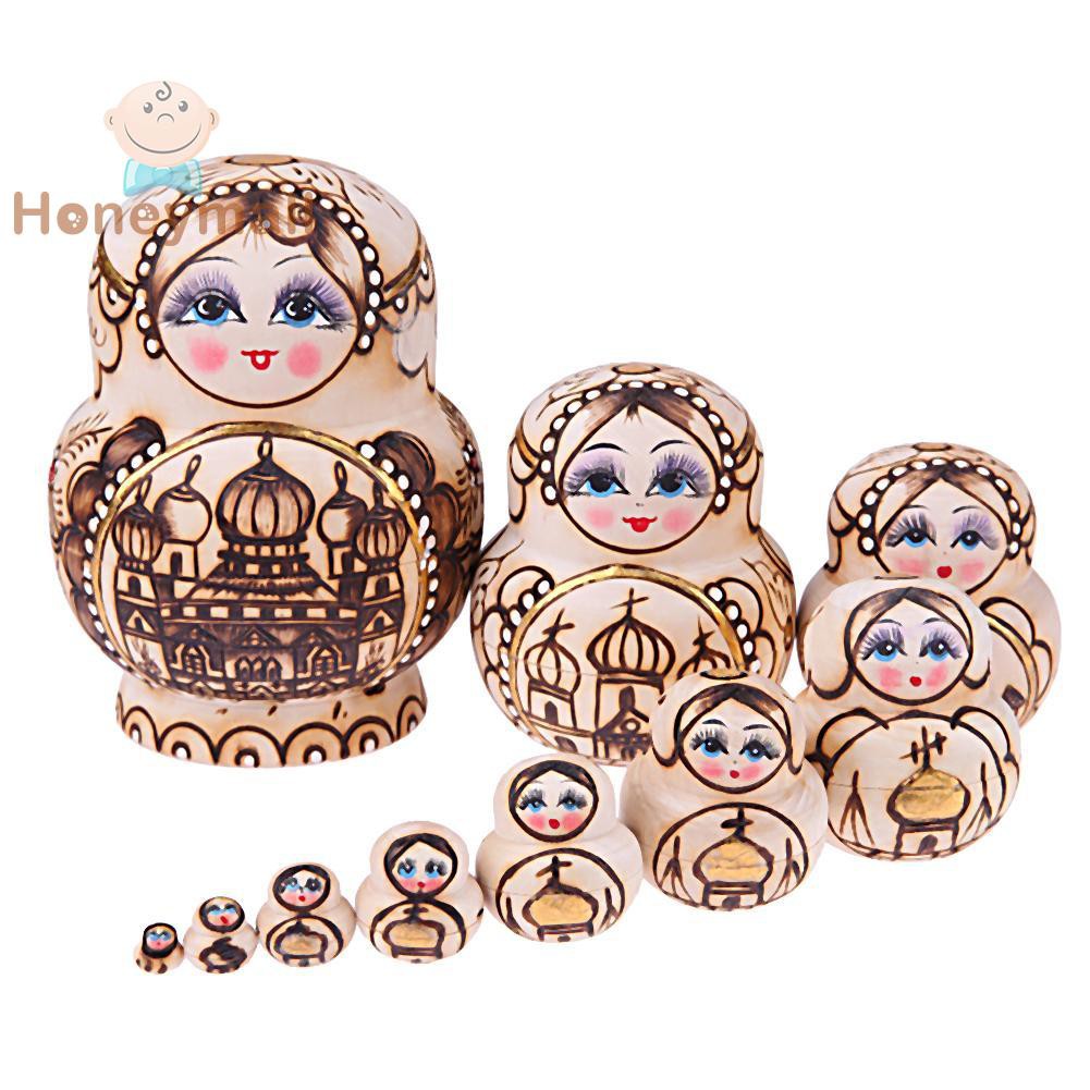 Bộ 10 Búp Bê Nga Matryoshka Bằng Gỗ