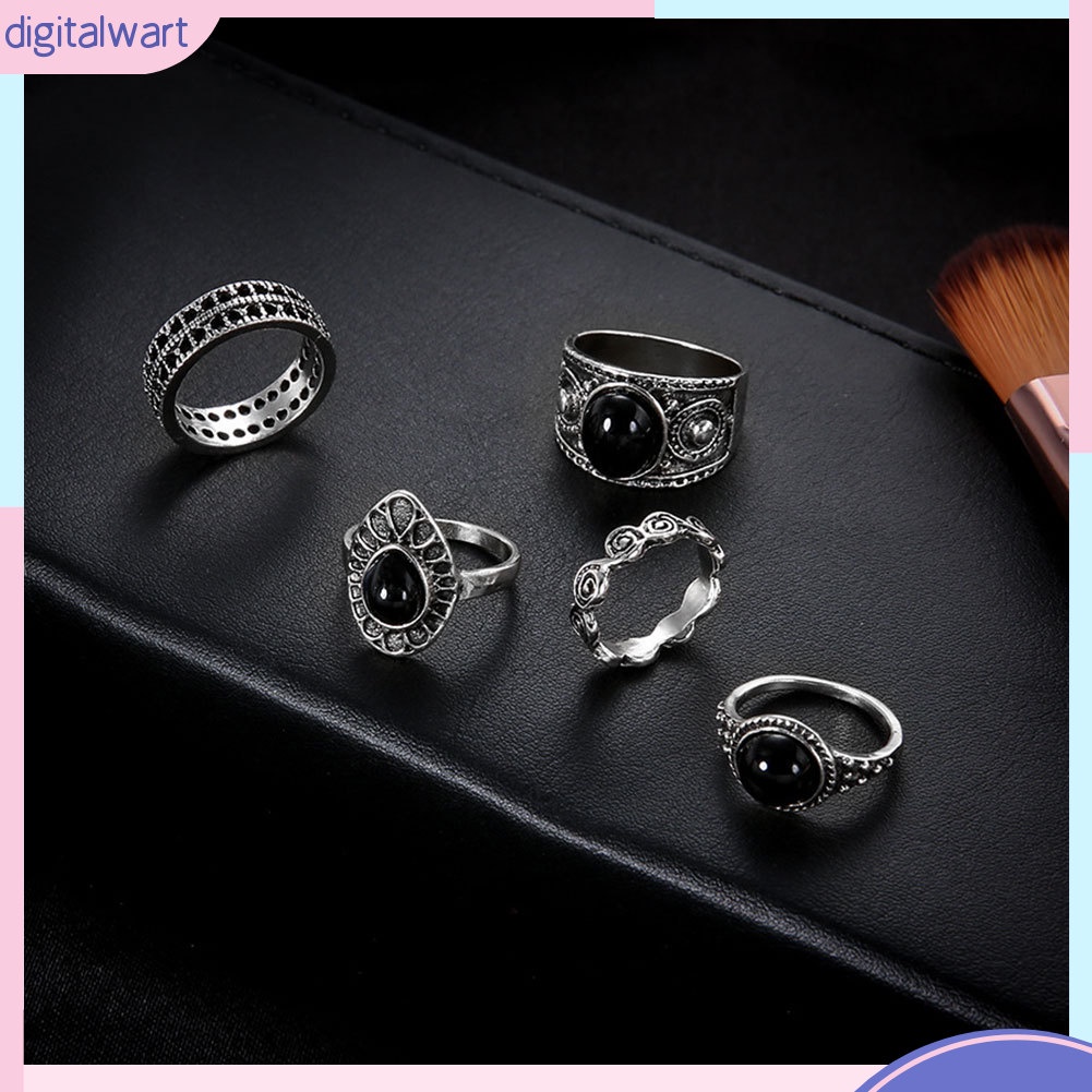 Bộ 5 Nhẫn Đeo Đốt Tay Phong Cách Vintage Xinh Xắn