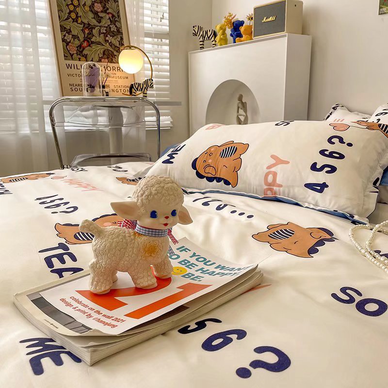 Bộ chăn ga gối Poly Hàn Quốc Khủng long tập đếm (Tặng vỏ gối ôm) - Miễn phí bo chun