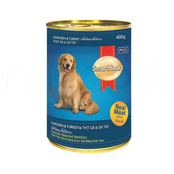 Pate Cho Chó Lớn Smart Heart Dạng Lon - 400g, chống bệnh chán ăn, bỏ ăn, hỗ trợ trí não và phát triển của xương