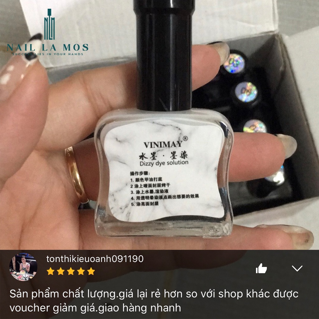 Cồn loang trắng, đen Vinimay chính hãng - loang cồn trang trí móng tay nghệ thuật 15ml