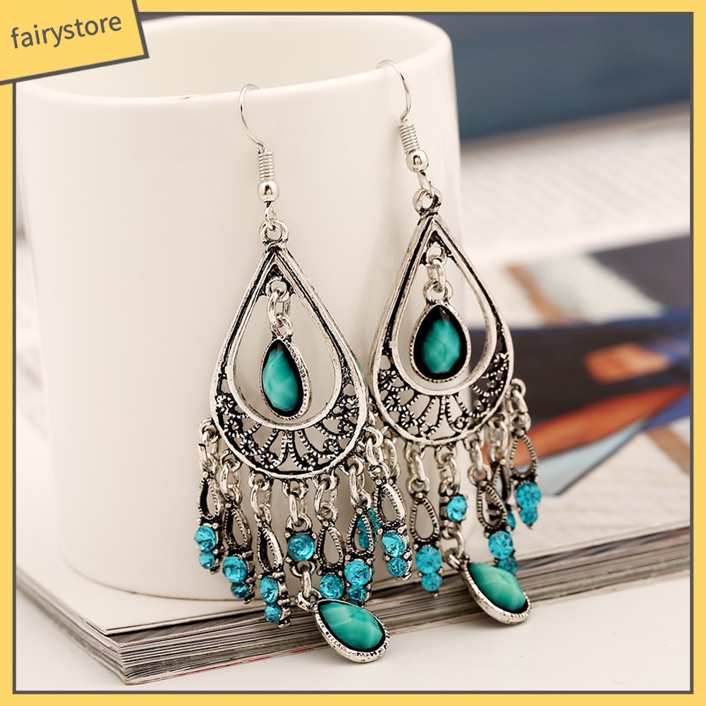 Khuyên Tai Đính Đá Nhân Tạo Phong Cách Boho Thời Trang Cho Nữ