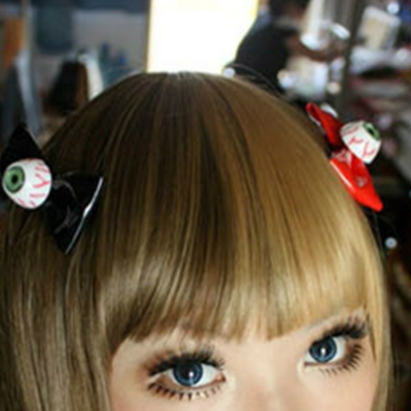 Kẹp Tóc Da Hình Đôi Mắt Điên Cuồng Hóa Trang Halloween