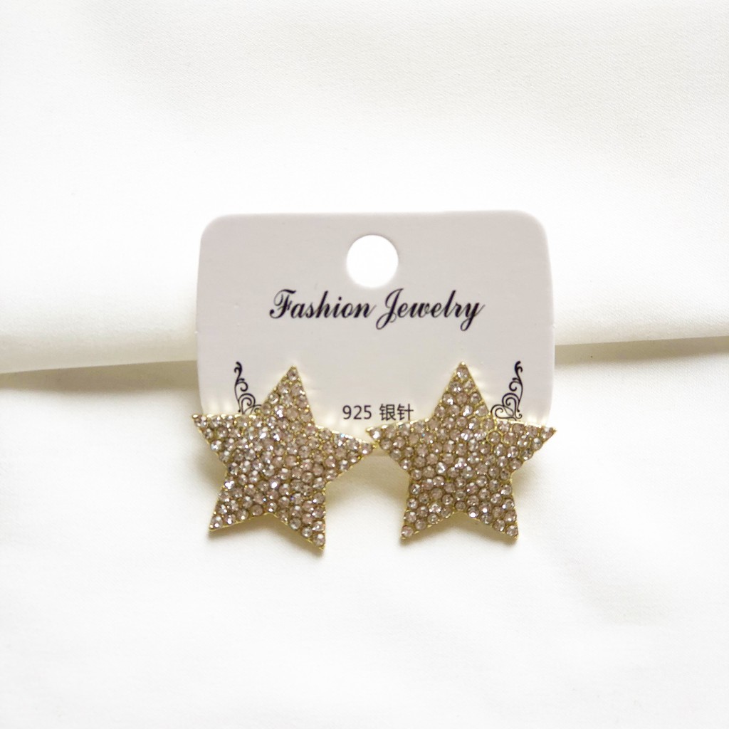 Bông tai hình ngôi sao 5 cánh đính đá S925 thời trang cho nữ
