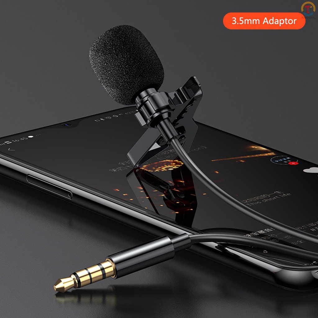 Lavalier Microphone Professional Camera Microphone Mobile Microphone for SLR Interview Conference Recording Video Blog Omnidirectional Lapel Microphone with 2m Audio Extension Cable and 3.5mm Adaptor