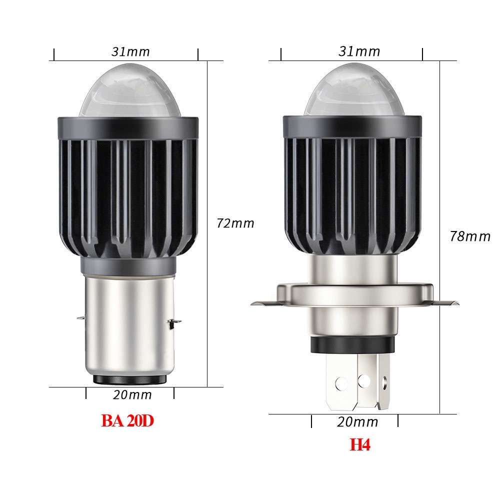 1 Đèn Pha Led H4 H6 BA20D 10000LM 12W CSP Nhiều Màu Sắc Cho Xe Máy