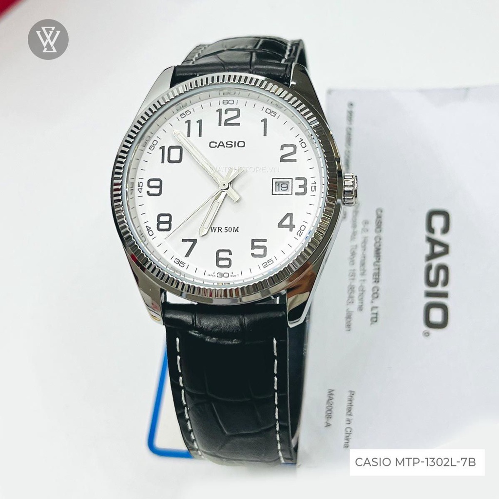 Đồng Hồ Quartz Nam Casio WATCHSTORE MTP-1302L-7B Thiết Kế Kính Khoáng 38.5mm, Dây Da, Vỏ Thép Không Gỉ