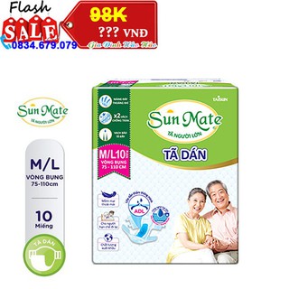 TÃ DÁN NGƯỜI LỚN SUNMATE SIZE M/L - VÒNG BỤNG 75-110CM - BỊCH 10 MIẾNG