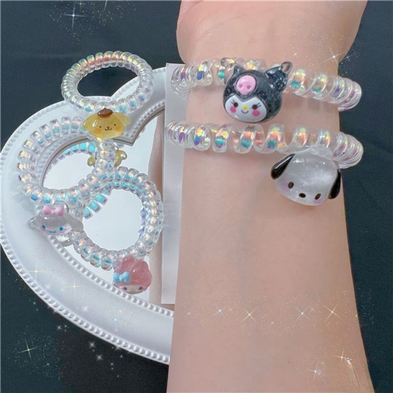 Dây Cột Tóc Họa Tiết Hoạt Hình Phong Cách Hàn Quốc Xinh Xắn Cho Bé Gái