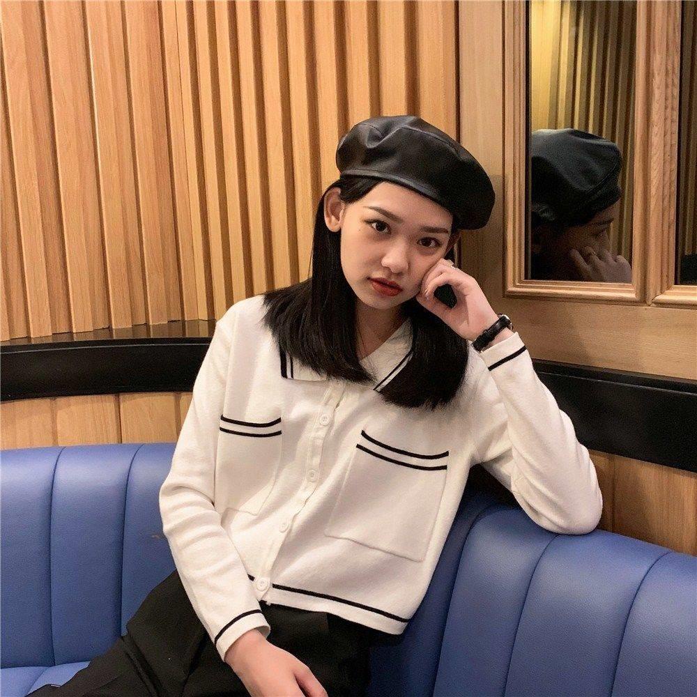 Áo khoác cardigan ZHELIHANGFEI dệt kim tay dài dáng rộng cổ bẻ thời trang trẻ trung cho nữ