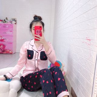 Pizama satin Tay dài quần dài