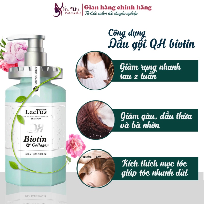 Dầu gội biotin lactus season giảm rụng tóc, ngăn gàu dưỡng ẩm QH lactus season biotin collagen