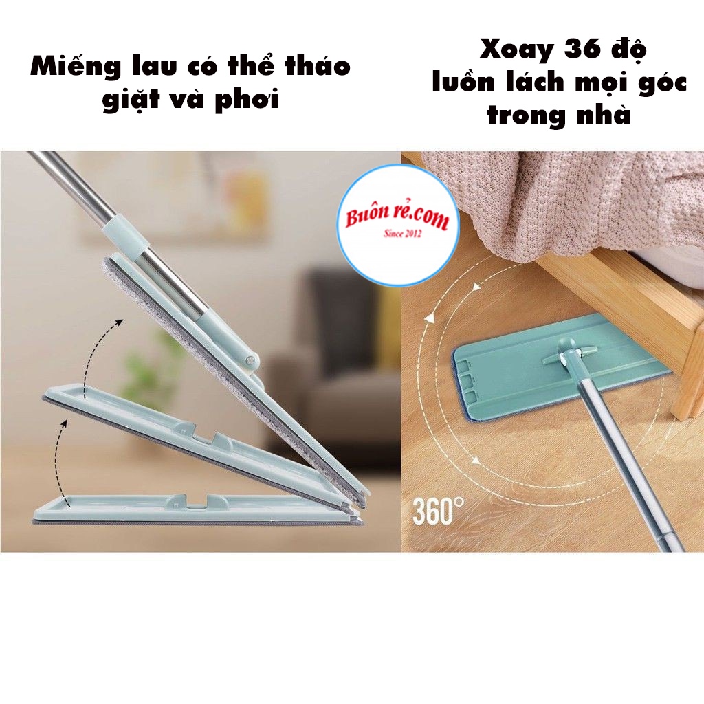 Bộ chổi lau nhà kèm thùng tự vắt thông minh, tiện lợi-Cây lau nhà xoay 360 độ 01528