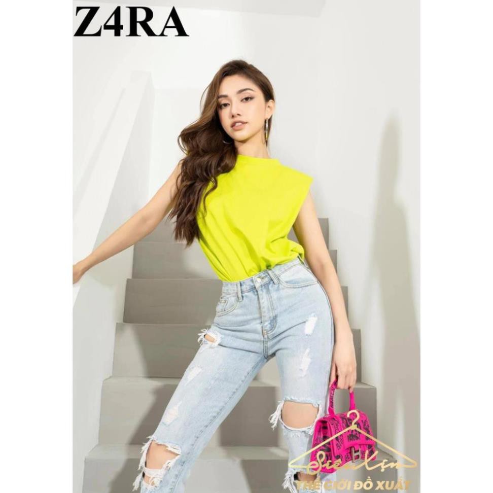 🍀 ( Hàng Đẹp ) Áo thun Zara độn vai nữ 100% cotton full tem tag Made in Spain B89 🍀