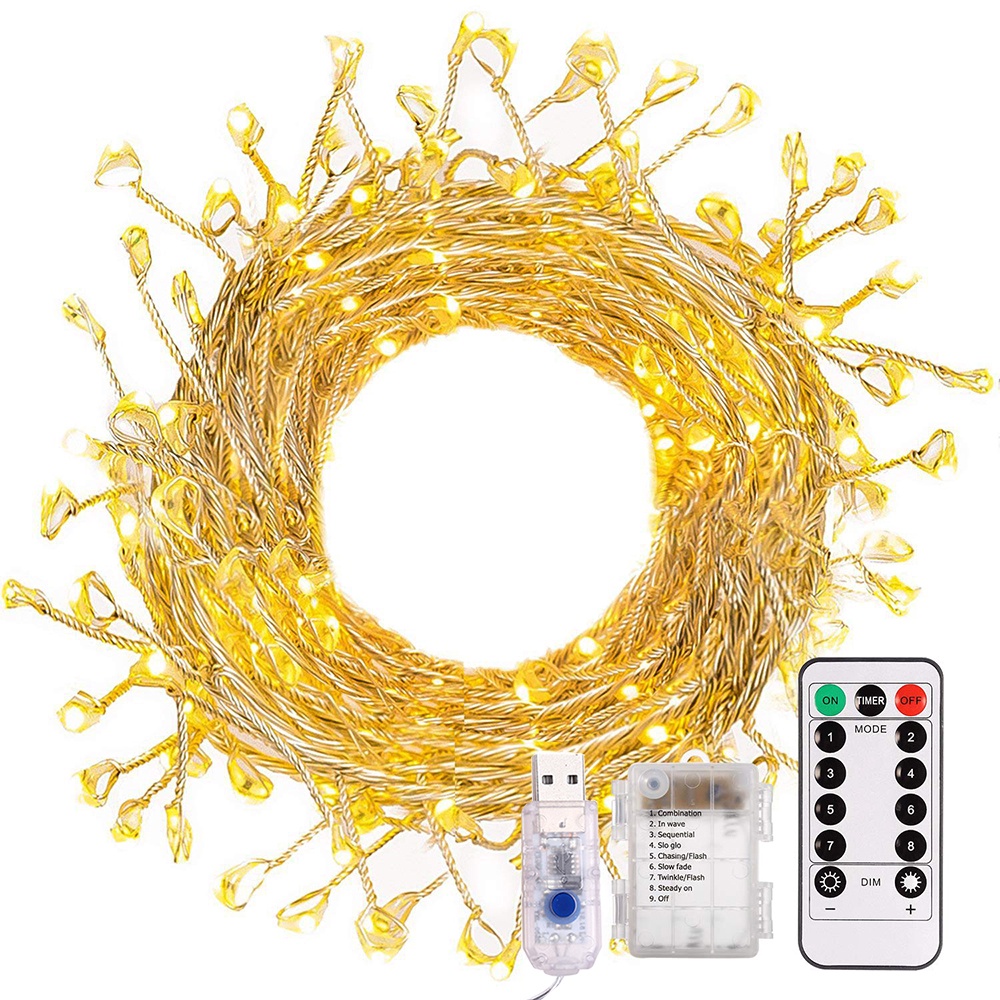 Dây Đèn Led 100 / 200 Bóng Có Điều Khiển Từ Xa Trang Trí Giáng Sinh